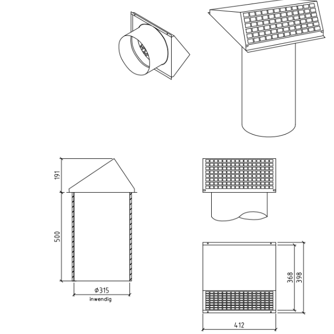 Thermoduct wall bushing 315 mm